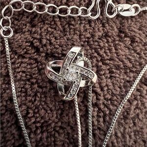 Sterling Silver Crystal Knot Pendant Necklace